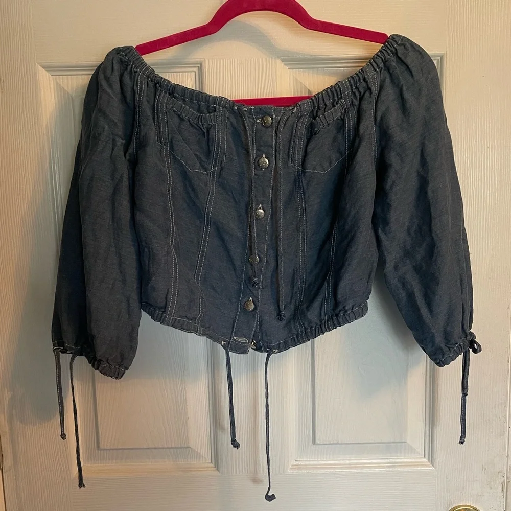 Jean Paul Guiltier off the shoulder denim crop top - Picture 10 of 14